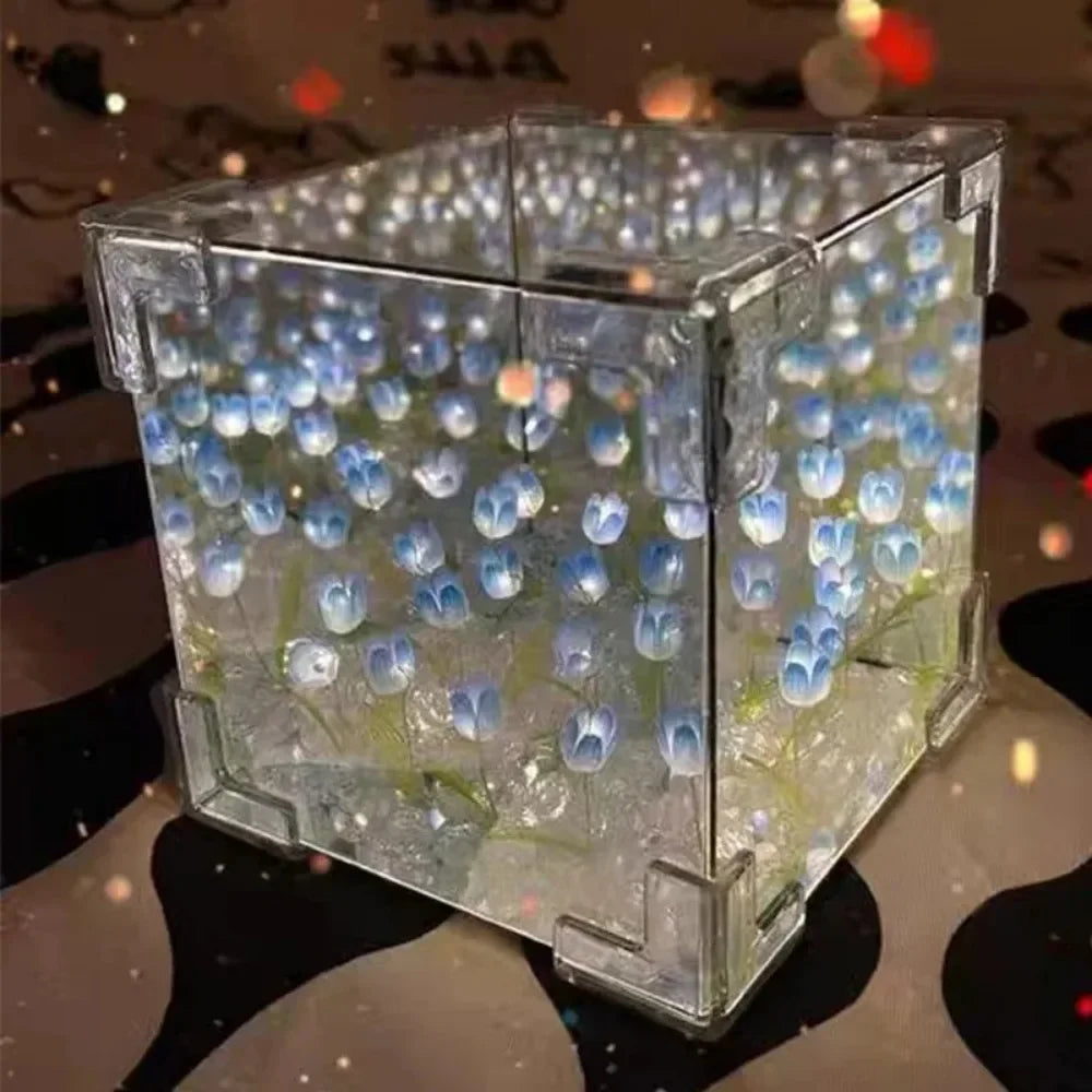 Tulip Cube Lamp - A Garden of Light and Magic